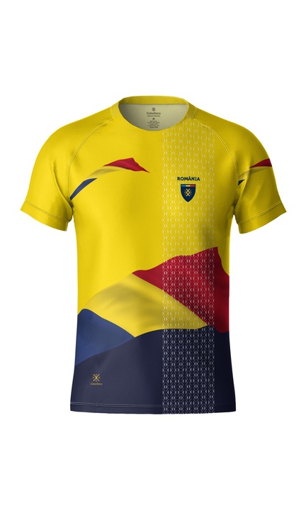 Tricou Romania Simbol Tricolor, material tehnic sport, barbat, culoare galbena, CS40 3255