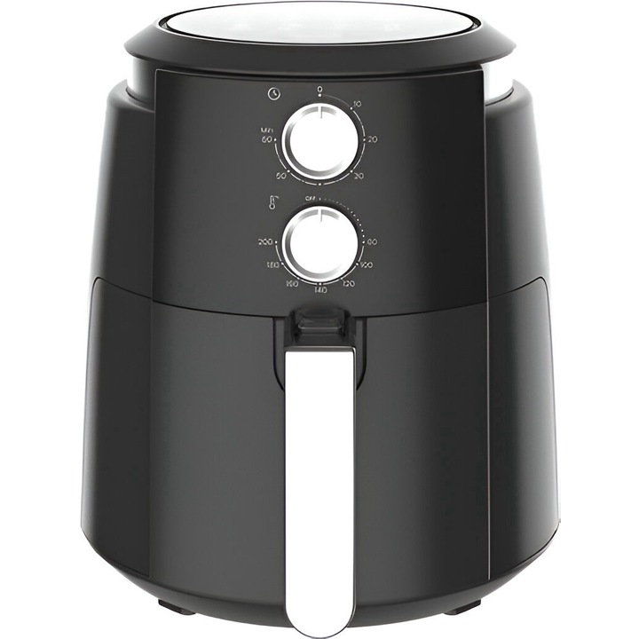 Forró levegős sütő Vivax DFA-515MB, 1500W, 5L, ciklon technológia, 200°C-ig állítható hőmérséklet, 60 perces időzítő automata leállással, fekete