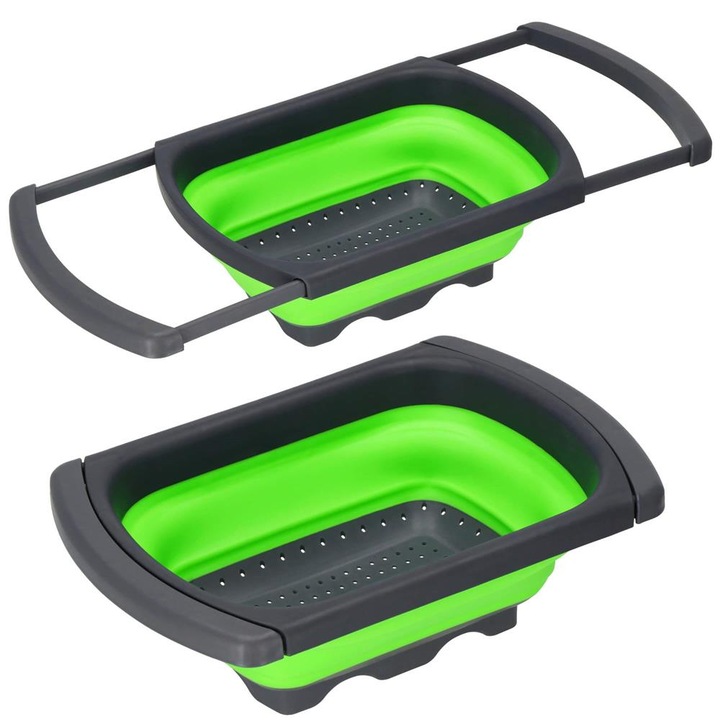 Strecuratoare pliabila pentru chiuveta, din plastic si silicon, brate extensibile, lungime 38-60cm