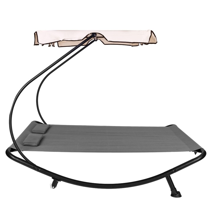 Sezlong gradina dublu, ModernHome, gri, 200x144cm, otel/poliester