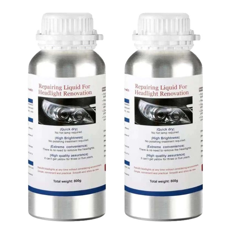 Solutie polish faruri, regenerare lampi polimer, set 2x800ml