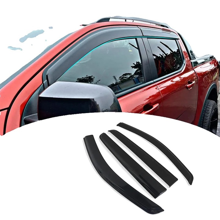 4 db ablakterelő készlet, kompatibilis Ford Ranger T9 2023 2024, ABS, fekete