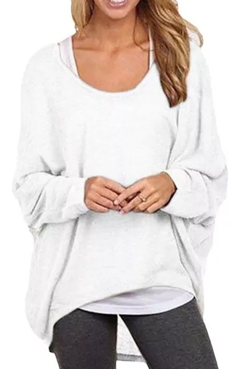 Női blúz JUP 16452534 10-486, hosszú ujjú, denevér ujjú, molett, fehér, L/XL