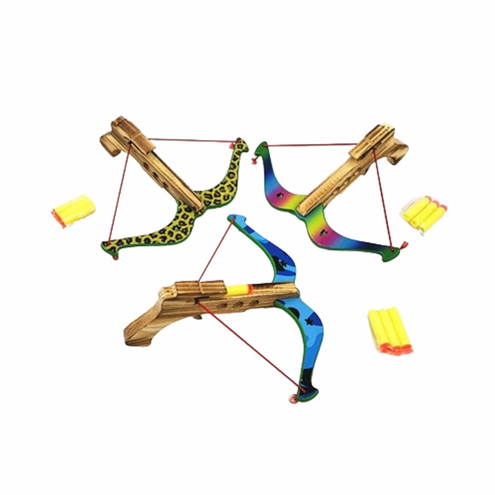 Arbaleta, Lemn, Cartuse cauciuc, Multicolor, 28 cm