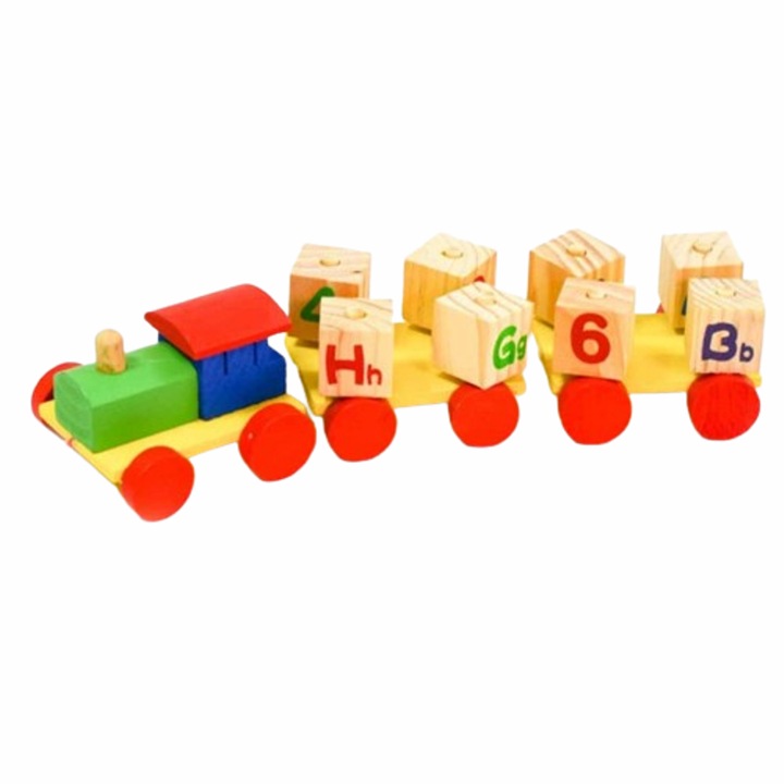 Tren de tragere, din lemn, multicolor