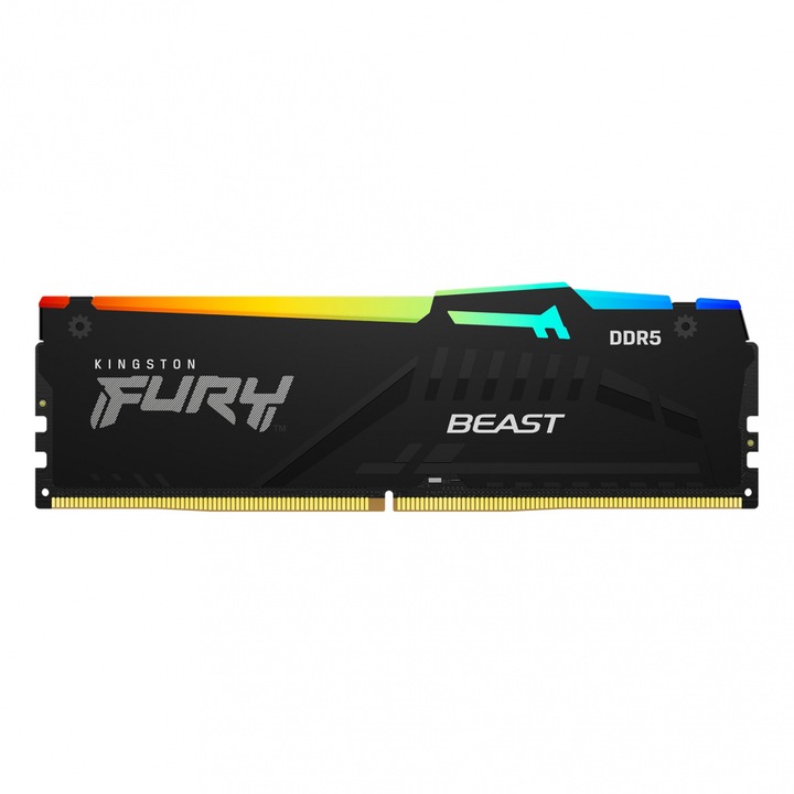 Оперативна памет Kingston FURY Beast RGB - DDR5 - module - 32 GB - DIMM 288-pin - 6000 MHz / PC5-48000 - CL30 - 1.4 V - unbuffered - on-die ECC - black KF560C30BBA-32