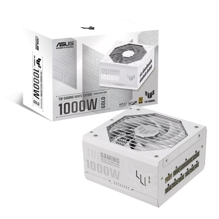 Tápegység ASUS TUF Gaming White 1000 W, 80+ Gold PCIe 5.0, teljesen moduláris