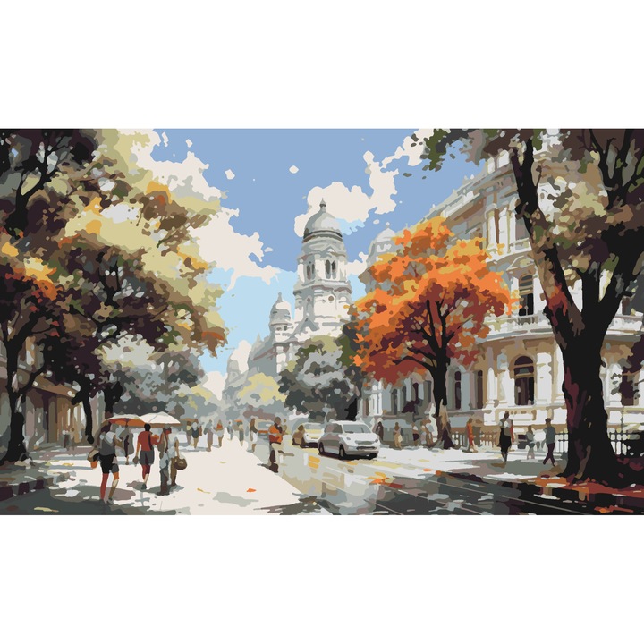 Комплект за рисуване по номера, Арт-Хоби, София, платно върху дървена рамка, размер 30x50 см, български сюжети