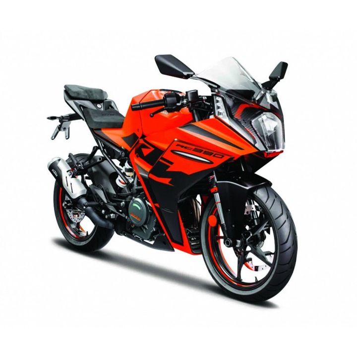 Játék motorkerékpár, Maisto, KTM RC 390, 1/12, mobil felfüggesztés, fém, fekete/piros