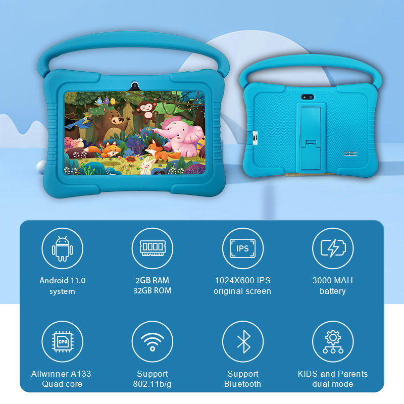Tableta pentru copii Wintouch K705, 2 GB RAM, 7 inchi, 32 GB, WIFI, Doua camere, Control parental, Albastru