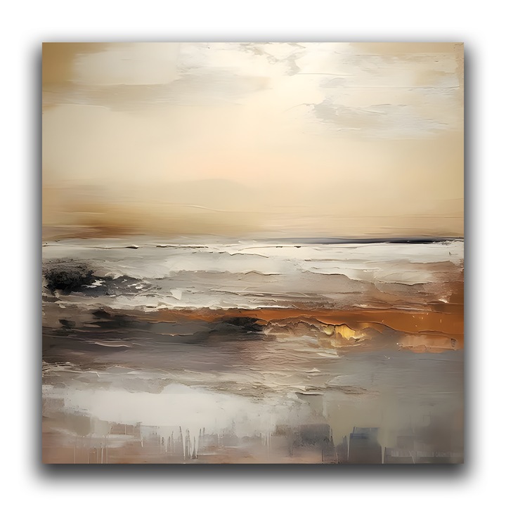 Първокласна картина на платно, LuxCanva® C1183, Морски вълни, 90 X 90 CM, 100% памучно платно 400g/m2, Дървена рамка, Природа, Пролет, Декоративна, Всекидневна, Живи цветове