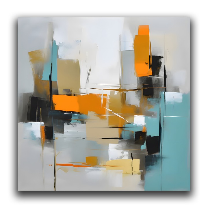 Картина на платно, LuxCanva® C1185, Цветна абстрактна картина, 50 X 50 CM, 100% памучно платно 400g/m2, Дървена рамка, Цветове, Геометрия, Декоративна, Всекидневна, Живи цветове