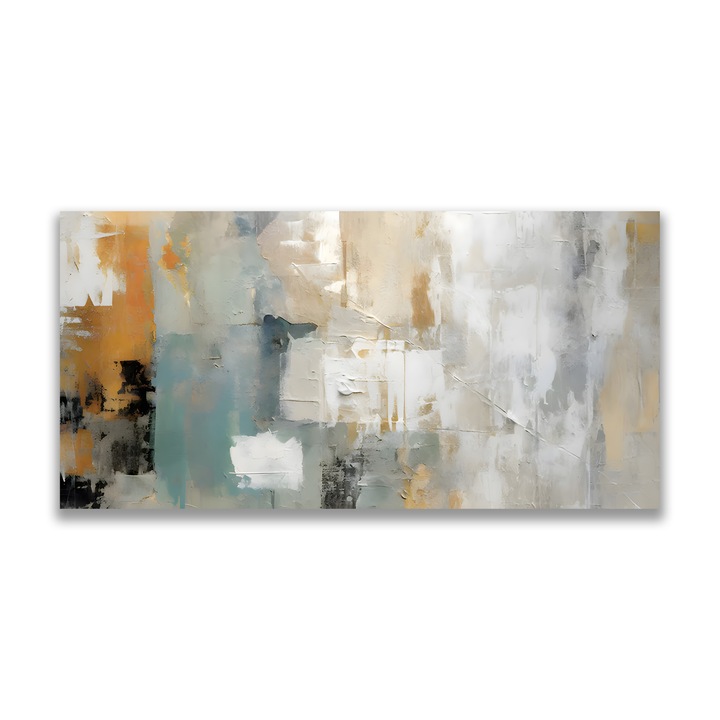 Първокласна картина на платно, LuxCanva® A1588, цвят бял, 60 X 120 CM, 100% памучно платно 400g/m2, дървена рамка, стая, хоризонтална, декоративна, абстрактна, всекидневна, живи цветове