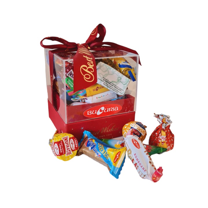 Cutie eleganta cu mix de bomboane Bucuria, 400g
