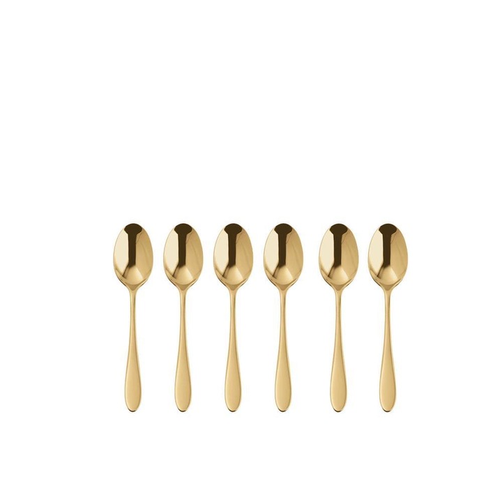 Коплект Десертна Лъжичка Sambonet, Moka Velvet Pvd, Gold, 6 Части