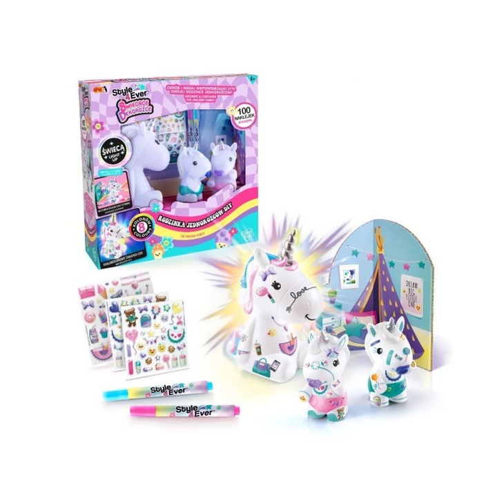 Set creativ pentru copii, EPEE, Glowing Decocorns, Multicolor