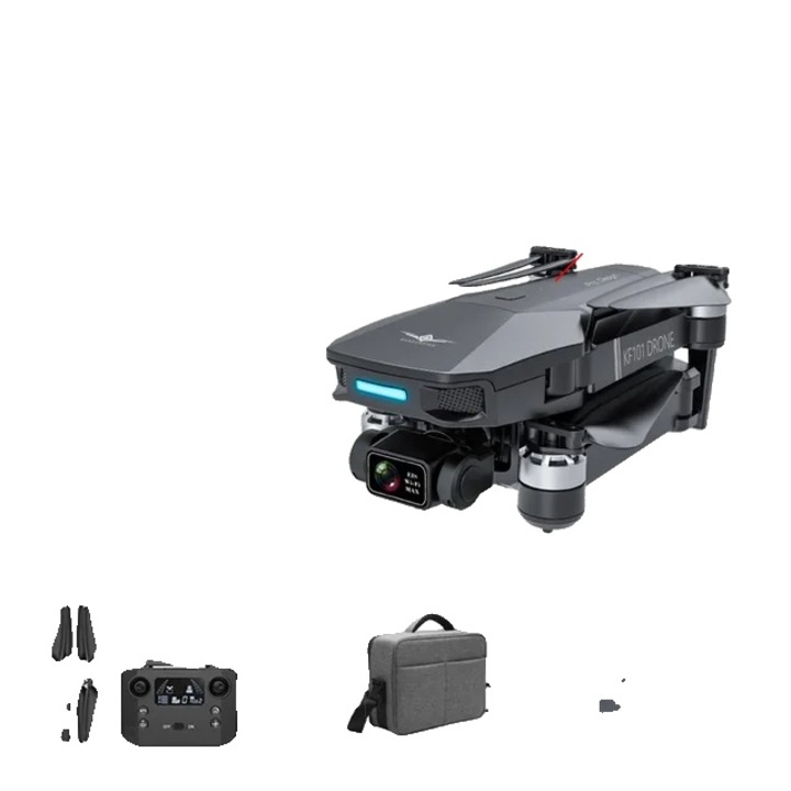 Drón 4K kamerával, 2 tengelyes gimbal, ezüstszürke, 450x405x80mm, készlet 64 GB-os memóriakártyával