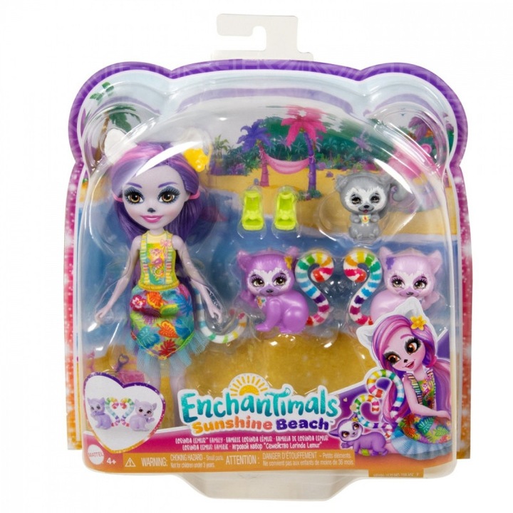 Комплект кукла/фигурка Enchantimals, Mattel, 3 лемура, 15 см, 3+