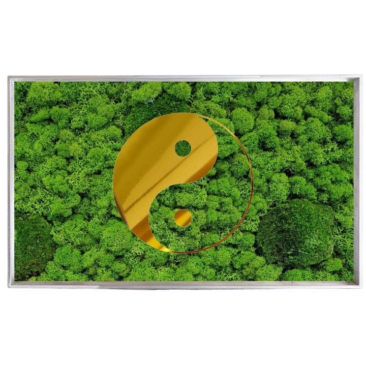 Tablou cu muschi si licheni si semn volumetric, 60 x 40 cm