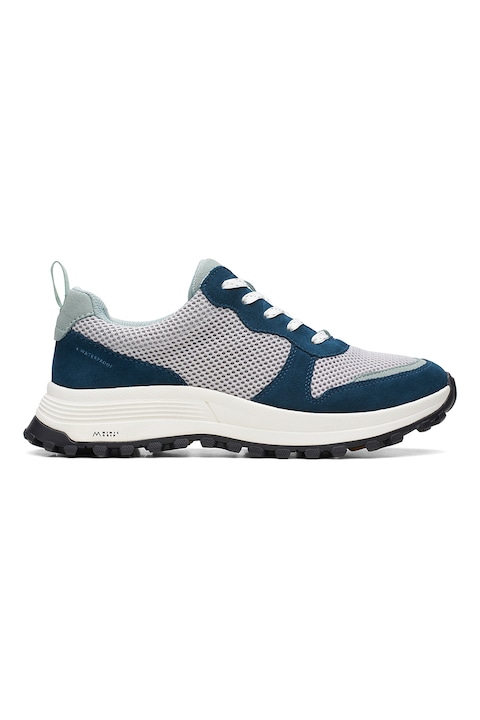 Clarks, Спортни обувки с велур, Бял/Петролно синьо
