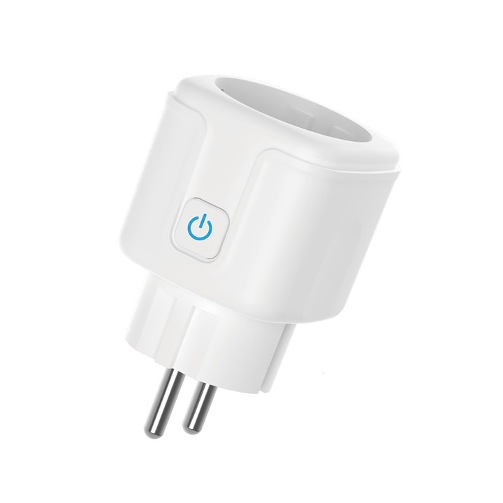 Контакт, Смарт, 16A, приложение Tuya Smart, Latauar, Защита от деца, Мониторинг на потреблението, Съвместим с Alexa/Google Assistant, Бял