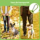 Lopatica tip cleste pentru colectarea excrementelor animalelor de companie Heymi™️, cu saci inclusi si dispozitiv de prindere pentru lesa, breloc si curea, Gri