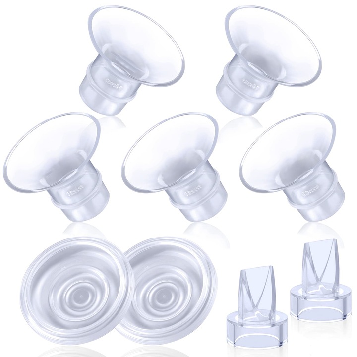 Kit insertii pentru flansa pompe de san WALALLA, silicon, compatibile cu pompe de san portabile, include diafragma silicon si valva duckbill5 dimensiuni, alb, 13/15/17/19/21mm
