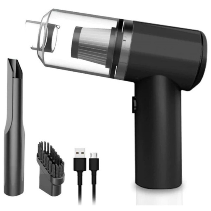 Aspirator portabil pentru casa si masina, EMATTERIO®, fara fir cu incarcare prin USB, Functii aspirare si suflat aer, Filtru HEPA