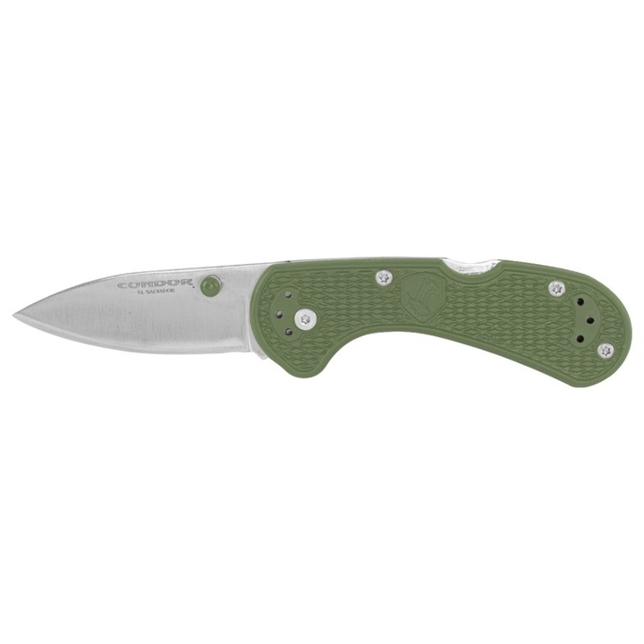 Cutit Condor Cadejo Drop Point, lama inox Sandvik 14C28N, maner polipropilen, verde armata, 17.2x6.8cm