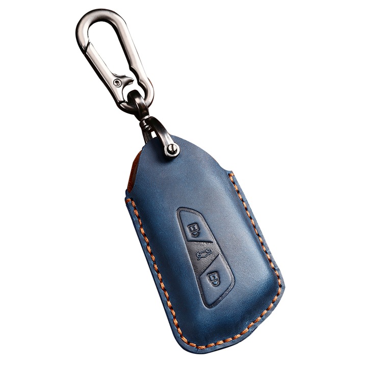 Husa cheie din piele naturala AUTOTOB®, VW Golf 8 ID.3 ID.4 ID.5 ID.7/ Skoda Octavia 4 Enyaq Fabia Superb / Cupra Born Leon Formentor, albastru
