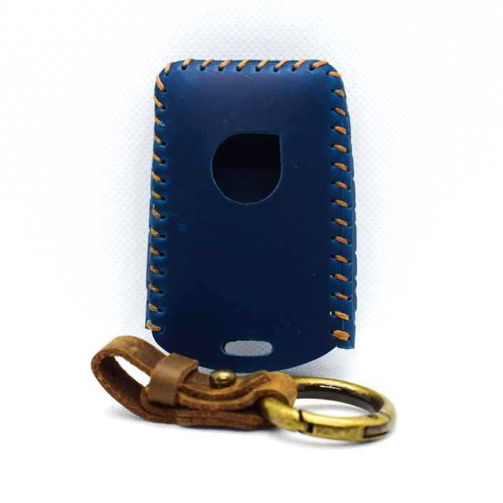 Husa cheie din piele naturala AUTOTOB®, Volvo, albastru