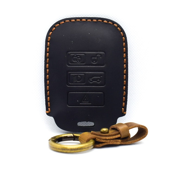 Husa cheie din piele naturala AUTOTOB®, 5 butoane, Land Rover, negru