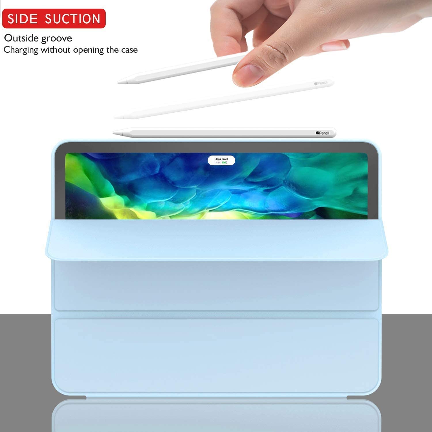 Husa de protectie flip cover pentru tableta compatibila cu Apple iPad Air 4 2020/Air 5 2022, SmartCase Pad, din silicon, tip FoldPro cu stand, Albastru deschis