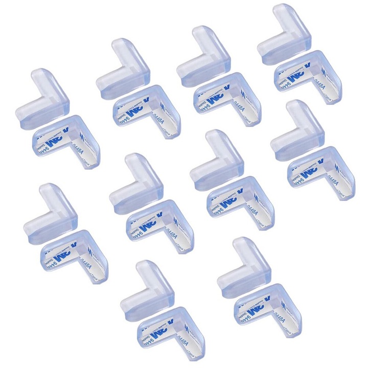 Set 20 protectii colturi, BonsMar, forma dreptunghiulara, Silicon, Transparent