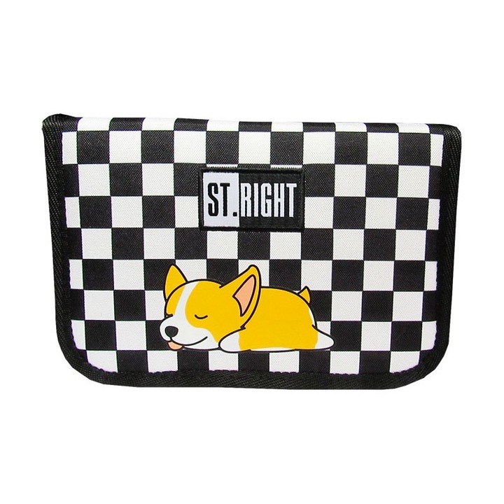 Моливник с 1 цип и 2 удължителя, необорудван, St.Right - Sleepy Corgi PC03, 20.5x14x3.5 cm