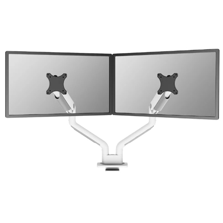 Brat dublu monitor Neomounts DS70S-950WH2; pentru display-uri cu diagonale 17"-35", sistem de prindere VESA 75x75~100x100, greutate maxima suportata 18 - per ecrankg, full motion, tilt 90°, swivel 90°, rotate 180°, distanta fata de perete 119-656mm; gas