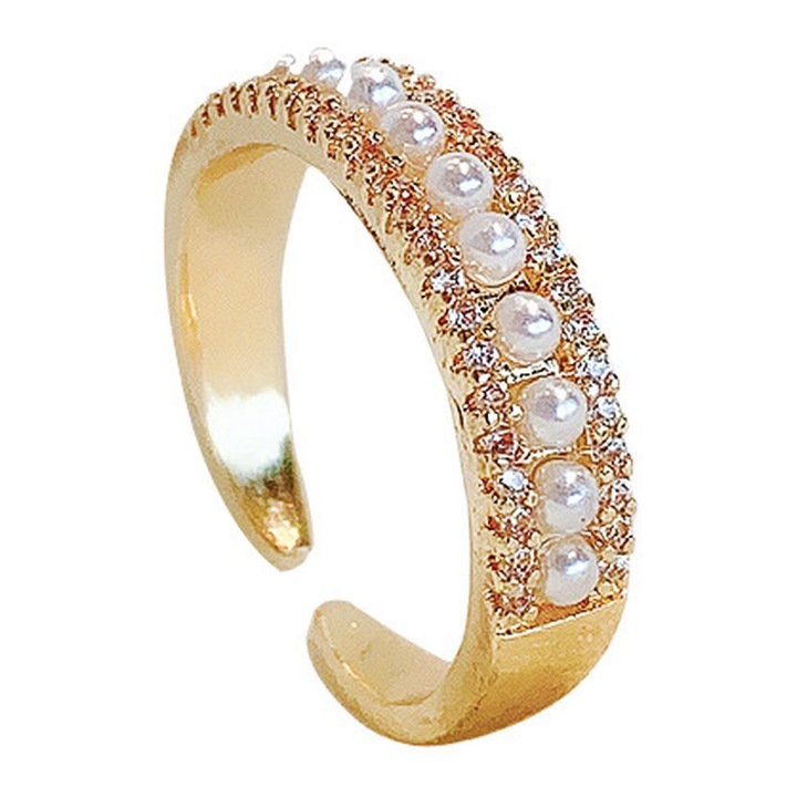 Inel dama, ajustabil, aliaj metalic, auriu