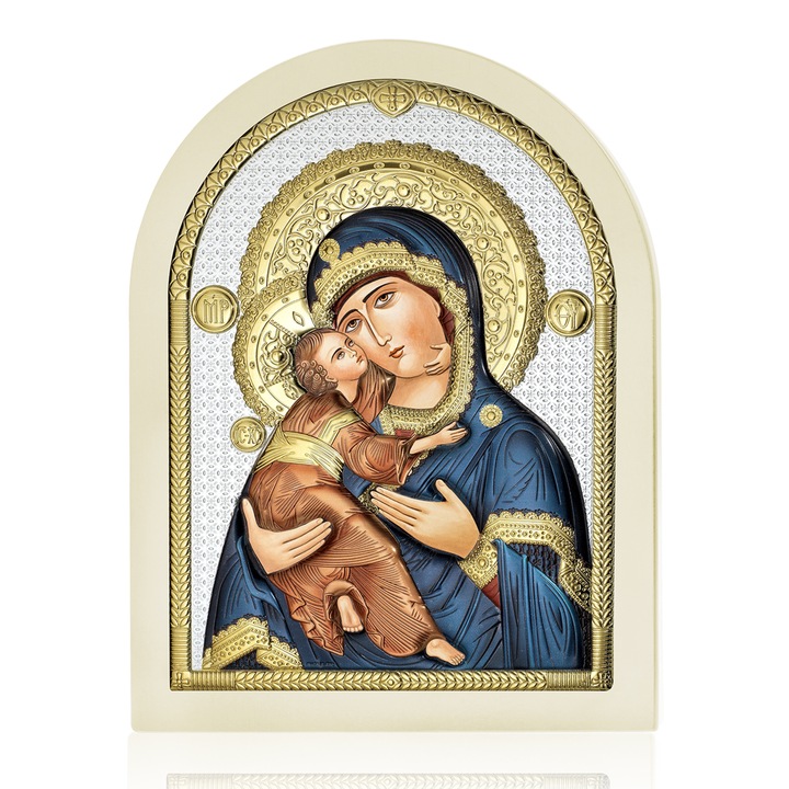 Icoana placata cu argint Maica Domnului din Vladimir AE0802/2BD 10x12cm