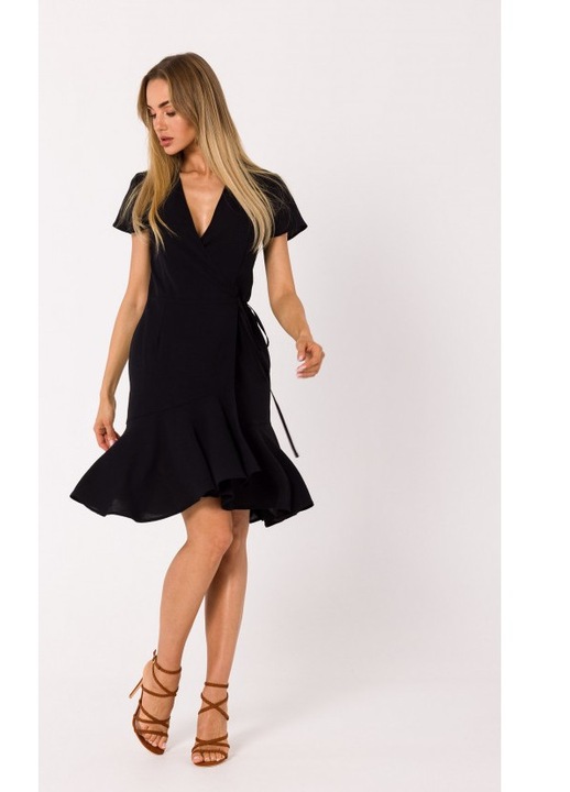 Rochie plic cu volan, Negru