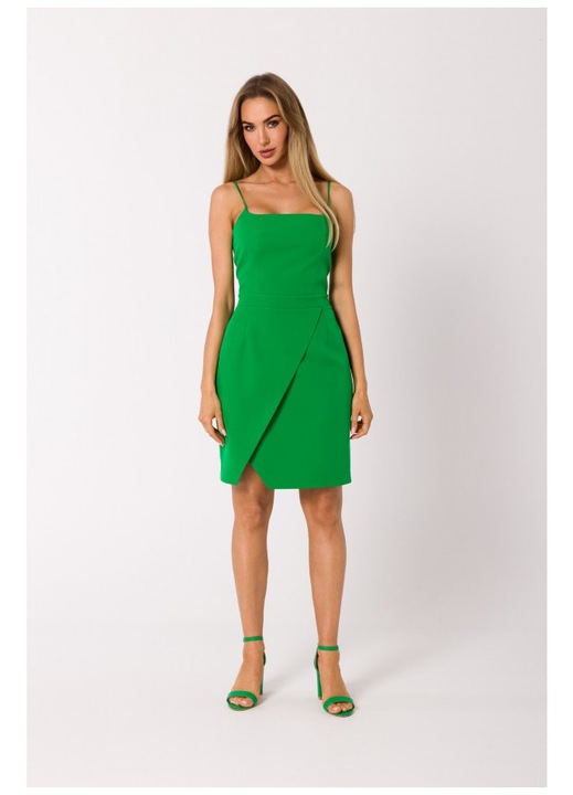 Rochie mini de cocktail cu bretele subtiri, Verde