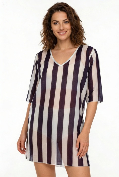 Pareo de plaja, model in dungi, Aker, marime universala, bleumarin