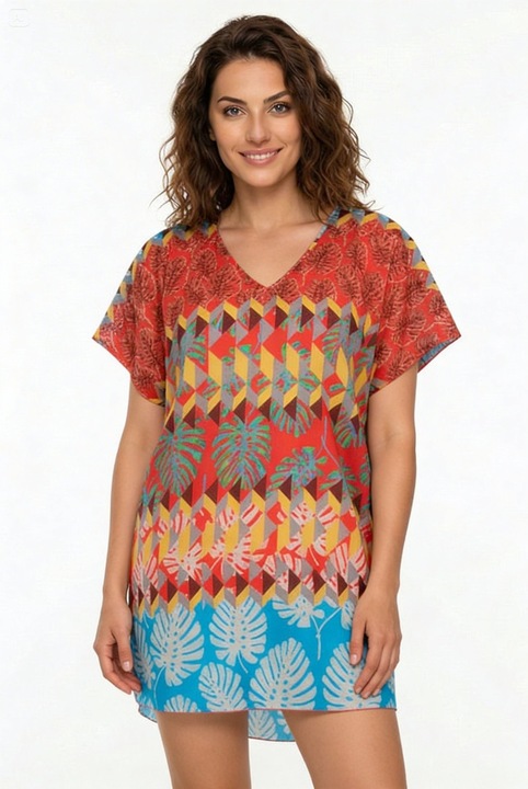 Pareo de plaja, cu model multifloral, Aker, marime universala, multicolor