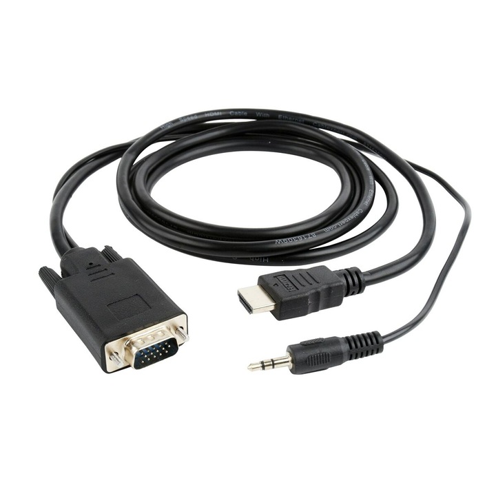 VGA-HDMI/Jack Gembird adapter, Full HD 1080p, fekete, 3m