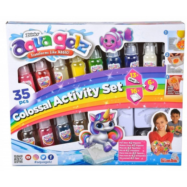 Kreatív készlet gyerekeknek, Simba, Aqua Gelz XXL, 3D figurák