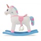 Balansoar pentru copii, Milly Mally, Model unicorn, Lemn, 18m+, Sarcina maxima 30 kg, 28 x 74 x 61 cm, Alb/Roz
