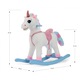 Balansoar pentru copii, Milly Mally, Model unicorn, Lemn, 18m+, Sarcina maxima 30 kg, 28 x 74 x 61 cm, Alb/Roz