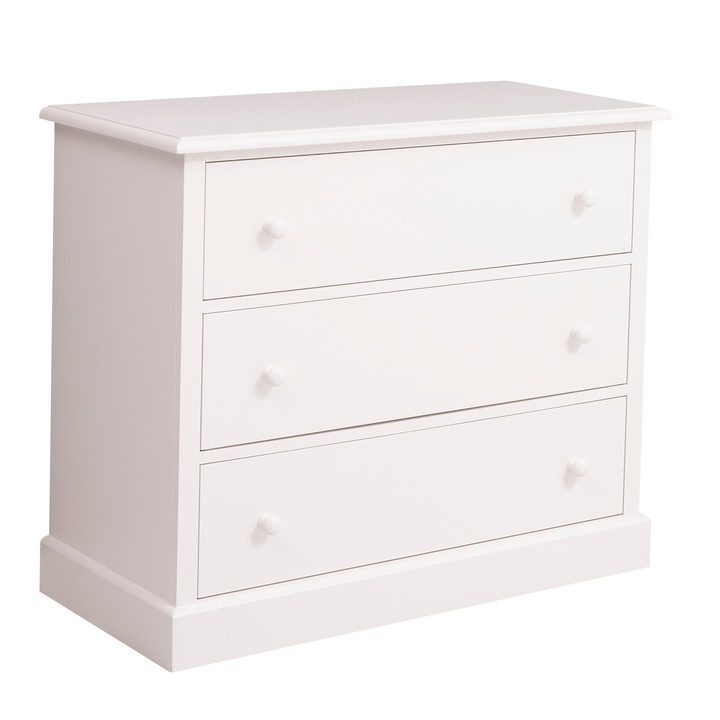 Comoda cu 3 sertare, culoare crem P015, vopsit, 100 lemn masiv, 110x90x50