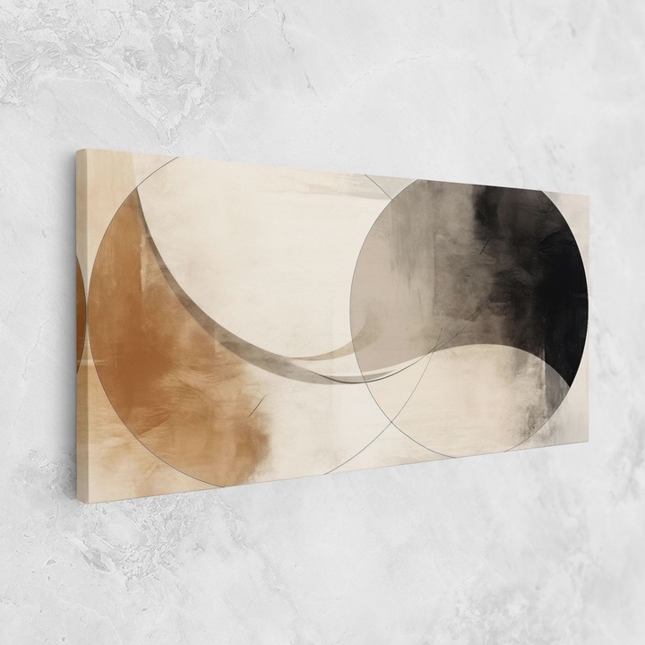 Tablou Canvas, 60x120 cm, Dormitor si Living, Abstracte, Abstract Cu Linii, Abstract Circle Painting