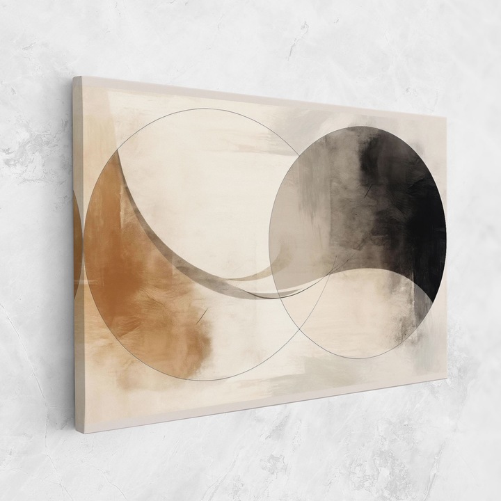 Tablou Canvas, 80x120 cm, Dormitor si Living, Abstracte, Abstract Cu Linii, Abstract Circle Painting