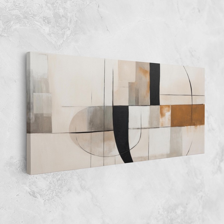 Tablou Canvas, 60x120 cm, Dormitor si Living, Abstracte, Abstract Cu Linii, Black Abstract Lines